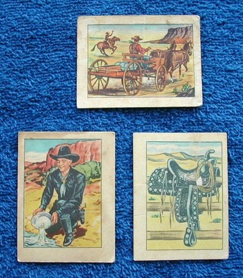 1951 Post Cereal HOPALONG CASSIDY COLOR LOT OF THREE PREMIUM TRADE CARDS