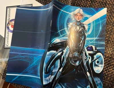 White widow #7 Rare Blue Tron Wraparound Virgin Variant Signed Tyndall W COA