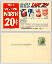 Colgate Palmolive Peet FAB VEL AJAX CASHMERE BOUQUET Advertising Postcard W174