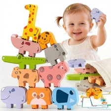 Montessori Toys for 2 3 4 Year Old Boys  Girls, Wooden Animal Stacking Block...