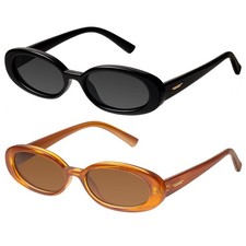 Oval Sunglasses for 90s Small Trendy Fashion Vintage Narrow Thin Narrow Skinn...