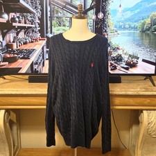 POLO RALPH LAUREN Mens 2XLT Dark Blue Cable Knit Sweater Sweatshirt NWT - 148