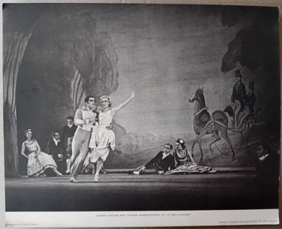 LARGE VINTAGE BALLET POSTCARD LEONIDE MASSINE &TATIANA RIABOUCHINSKA Blue Danube