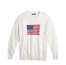 AMERICAN FLAG  Knit Sweater White  Patriotic HARPER & IVY L
