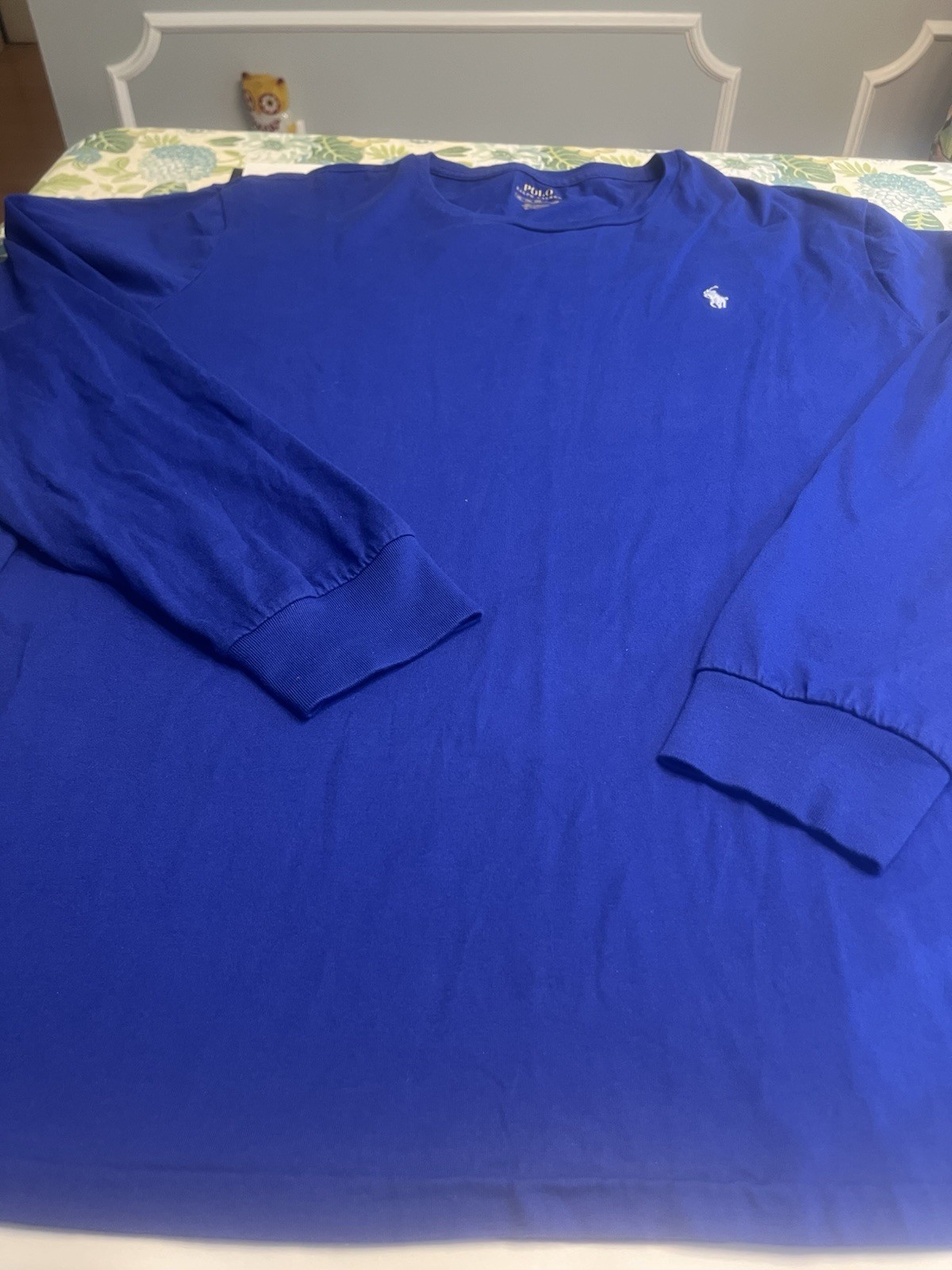 Polo Ralph Lauren Pony Logo Maglietta Manica Lunga Blu Royal Tg XXL