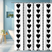 Black and White Heart Shower Curtain - Stylish Bathroom Decor