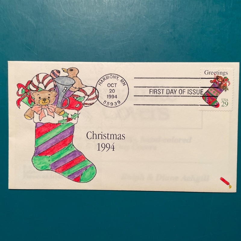Dynamite FDC; Christmas Cat.#2872, Hand Colored, 26 of 51
