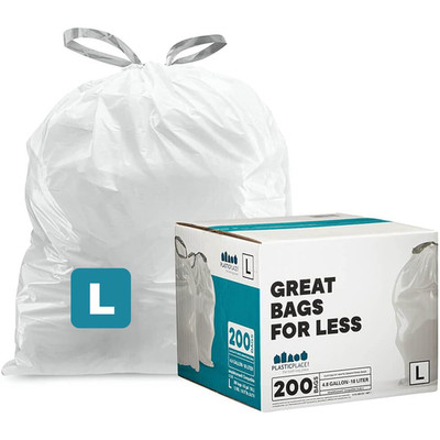 Plasticplace Custom Fit Trash Bags Compatible Simplehuman Code L 200 Count