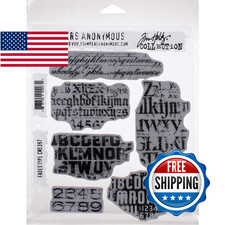 Stampers Anonymous CLING RBBR STAMP SET FADED TYPE Tim Holtz