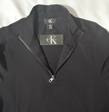 NWT CALVIN KLEIN Men's L/S Pullover 1/4 Quarter Zip Black Sweater - Medium