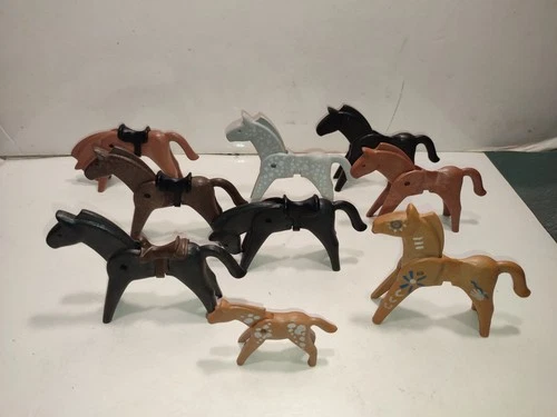PLAYMOBIL LOT 9 HORSES INDIAN COWBOY FOAL HORSE NICE VINTAGE CONDITION