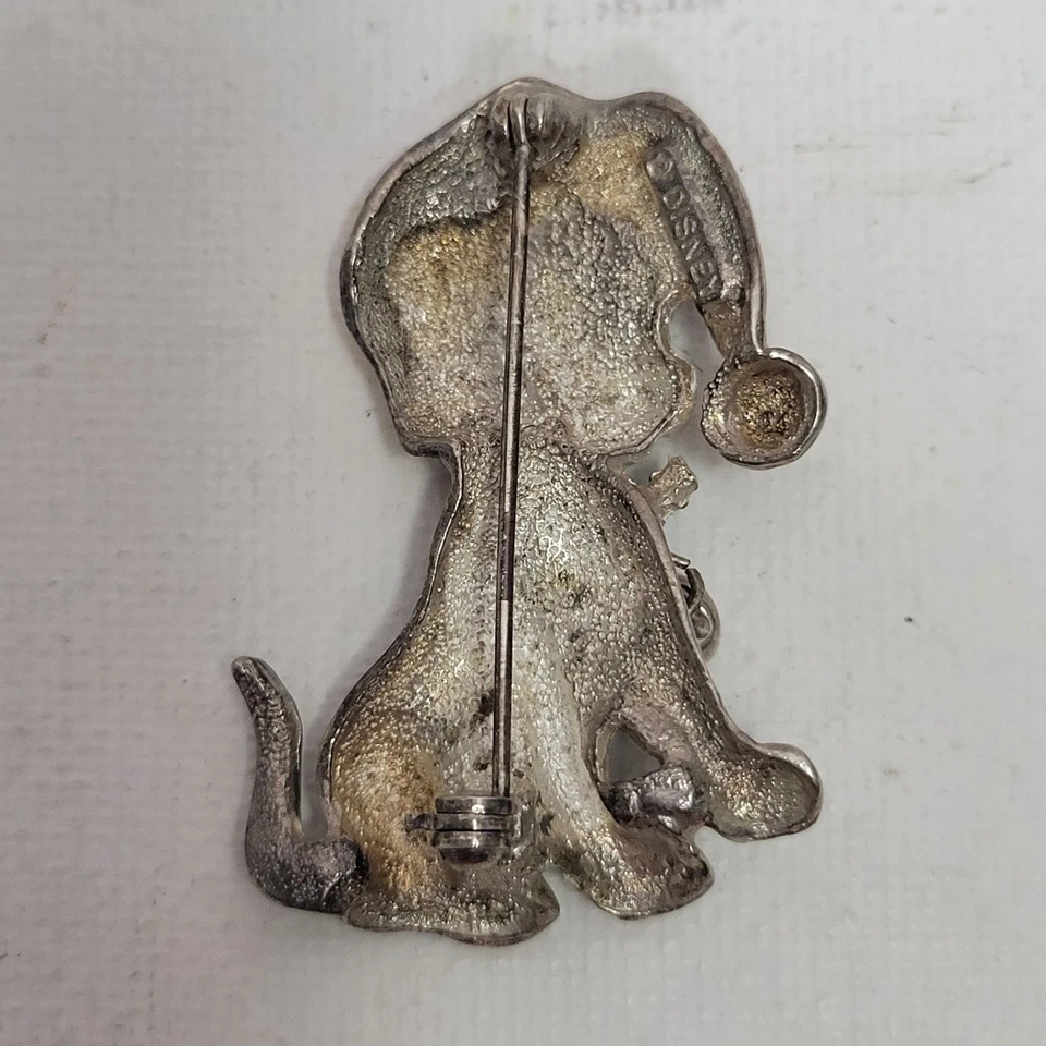 复古迪士尼 101 达尔马提亚人圣诞胸针银色珐琅圣诞老人帽子 1.75 — 第 2/4 张图片