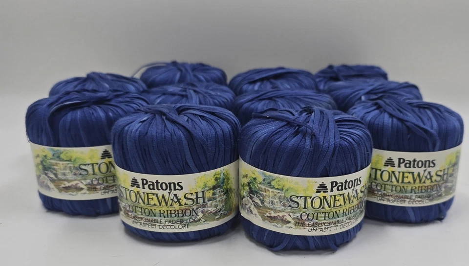 Patons StoneWash Cinta Algodón Azul Lote De 11 Hecho En Italia Foto 3 de 4