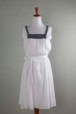 TALBOTS NWT $119 Embroidered Gauze Belted Square Neck Dress Size 4 Petite