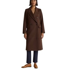 NWOT Quince Women's Small Italian Wool Double Breasted Coat Dark Chocolate Brown