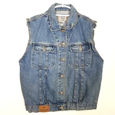 PS Gitano Women's Denim Vest 90s Women Sz L Blue Button Up Y2K Retro Pockets