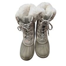 EUC London Fog silver, reflective, waterproof, insulated snow boots girls sz 3