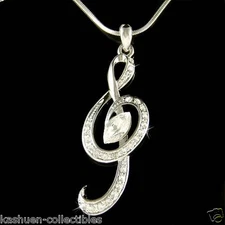 ~Treble G Clef~ made with Swarovski Crystal Music Musical Note Necklace Jewelry