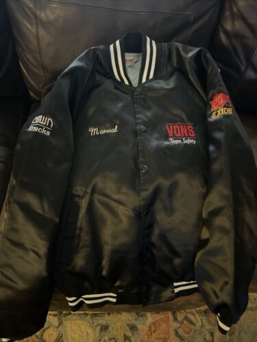 VONS Grocery Store Employee Uniform Lettermen Jacket Black Size M Crown Exide