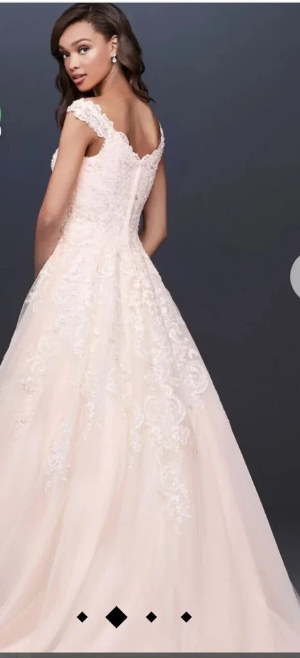Vestido de novia David's marfil/rosa talla 12 WG 3940 precio de venta sugerido por el fabricante $949 usado en excelente estado  Foto 4 de 4