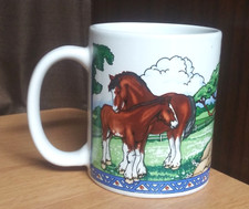 Vintage Coffee Mug 1995 Clysdale Horses Busch Gardens Farmyard Horses Stunning