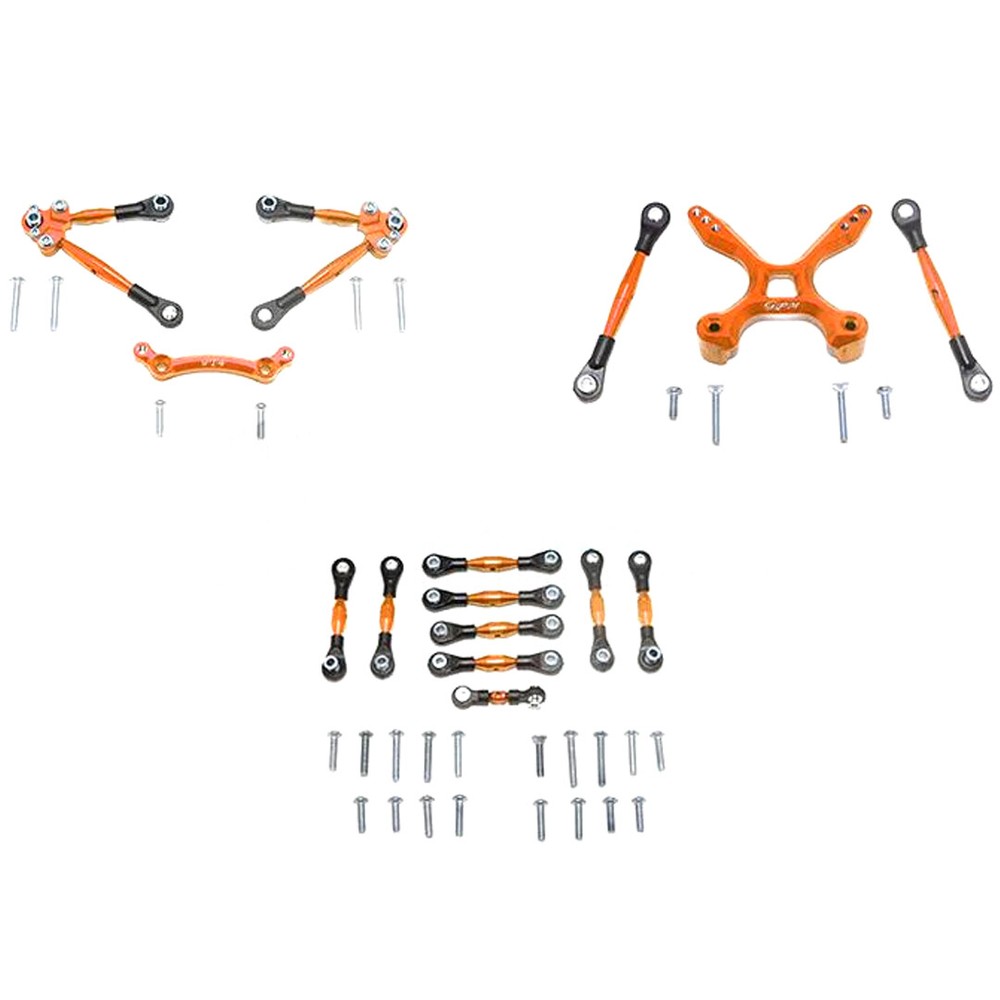 GPM Alum F&R Tie Rods for C Hub + Whole Car Tie Rods Orange for 4-Tec 2.0/3.0