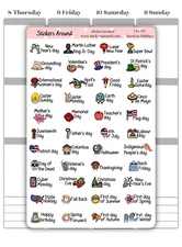 American Public Holiday Planner Sticker  Large sheet, USA Wacky Fun Holiday