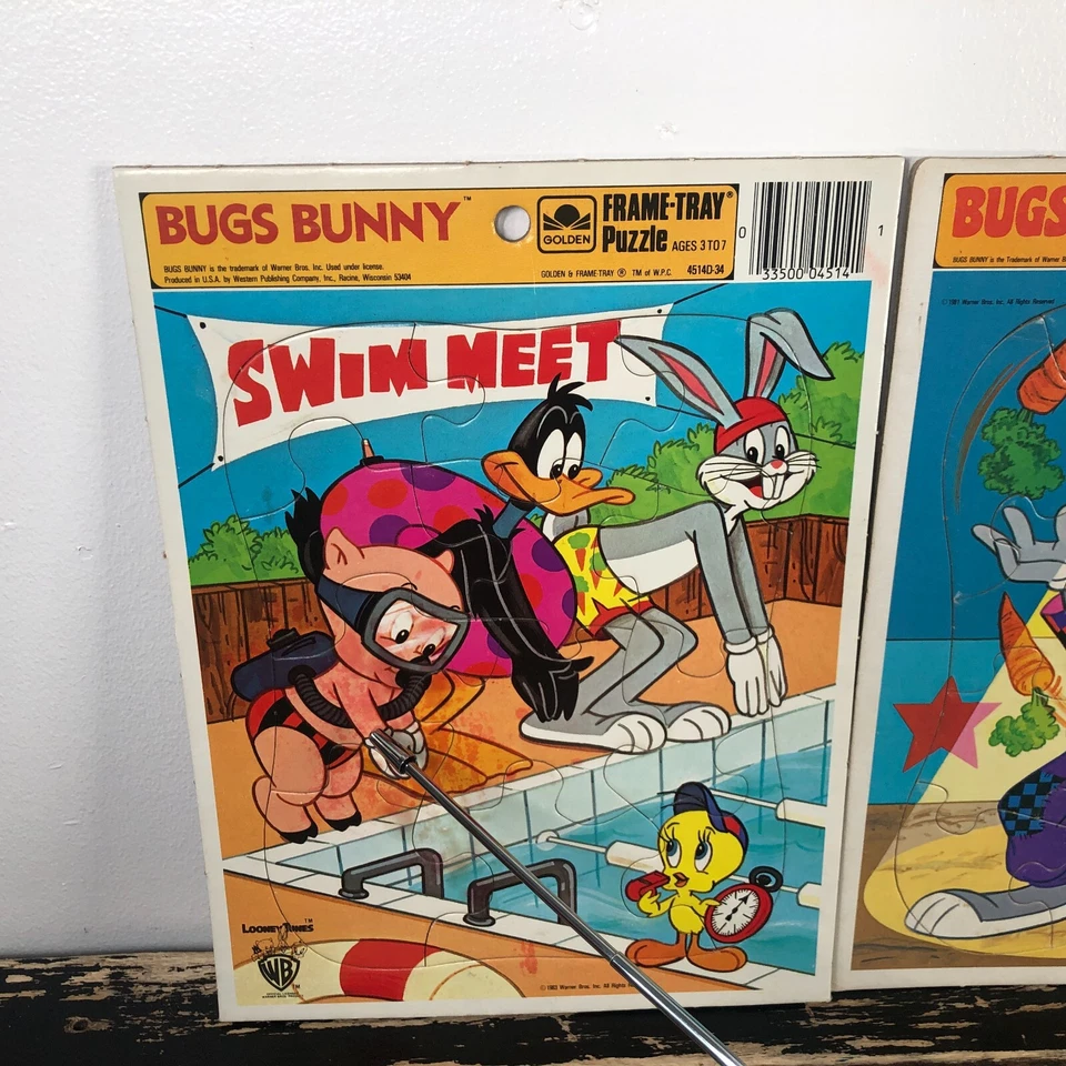 Bandeja de marco rompecabezas Looney Tunes Bugs Bunny Daffy Duck 1980 vintage coleccionable 2 Foto 2 de 4
