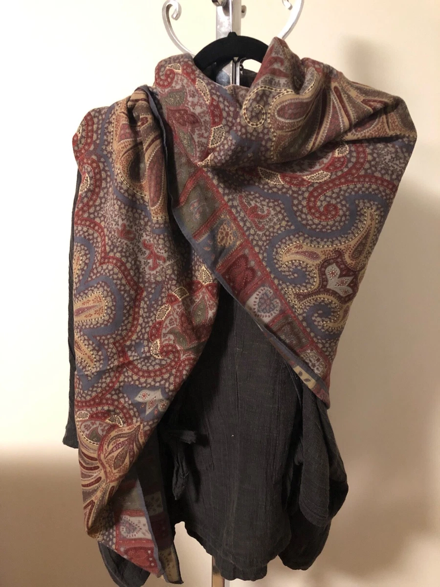 Altea Milano Wool Silk Paisley Large Square Scarf eBay