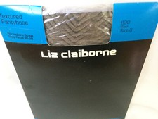 VTG Textured Pantyhose HERRINGBONE STRIPE SZ 3 See Size Chart Liz Claiborne NIP