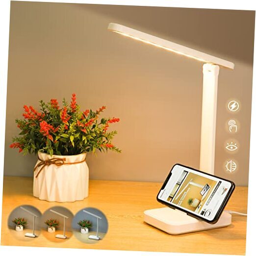 LED Desk Lamp with Touch Control for Reading, No Flicker, 3 Color Modes, White
