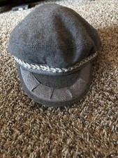 Vintage SCALA Classic Fishermans HAT Cap Gray WOOL BLEND Satin Lined Sz Medium