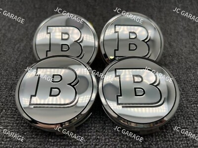 BARBUS SILVER MIRROR FINISH 75MM WHEEL CENTER CAPS HUBCAPS FOR MERCEDES-BENZ