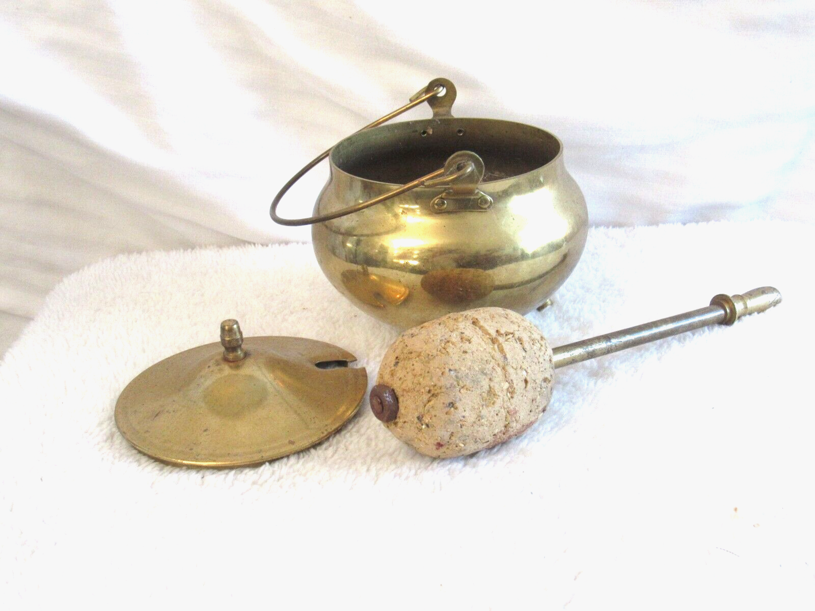 Vintage Footed/Handled Brass "Coal Oil" Fire Starter Pot with Drip Wand eBay