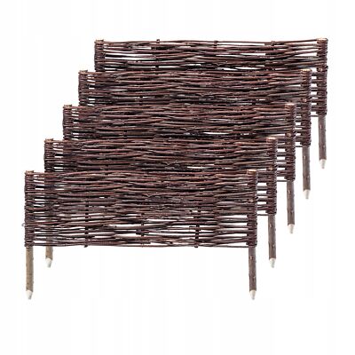 KADAX Palisade aus Weide, natürlicher Weidenzaun, 5 Stück, 60x20cm