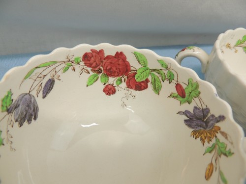 COPELAND SPODE ENGLAND LOT OF 10 CUPS WITH DOUBLE HANDLES FLORAL SCALLOPED - Picture 4 of 12