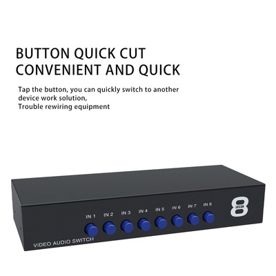 8-Way Switch Selector Switcher Splitter Box 8-Port RCA Composite Video Audio AV 