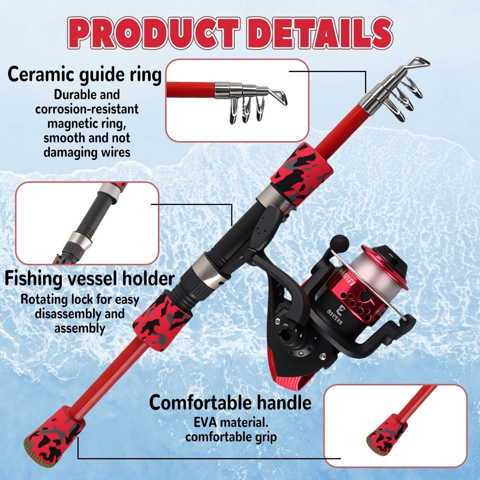 Mini-Angelset für Kinder Teleskopische Angelrute mit Angelrolle und Angelköde... - Bild 3 von 4