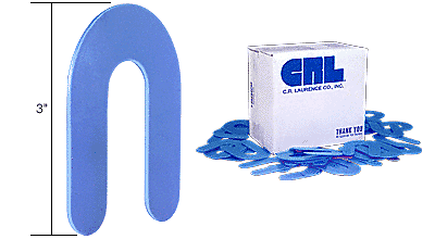 CRL PHS26-XCP100 Blue 1/16" x 3" Plastic Horseshoe Shims - pack of 100 - Picture 5 of 7