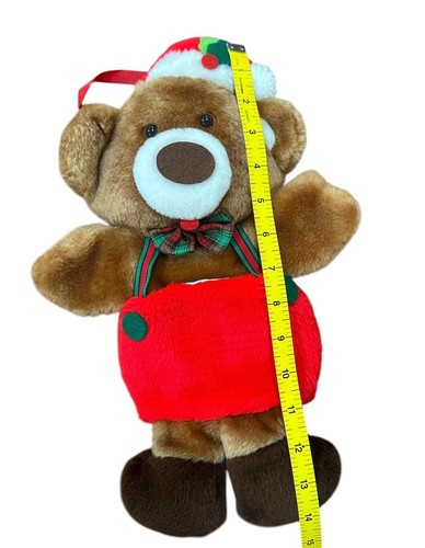 Rennoc Santa's Best Teddy Bear Christmas Stocking Plush Overalls Red Bow Puppet - Picture 5 of 5