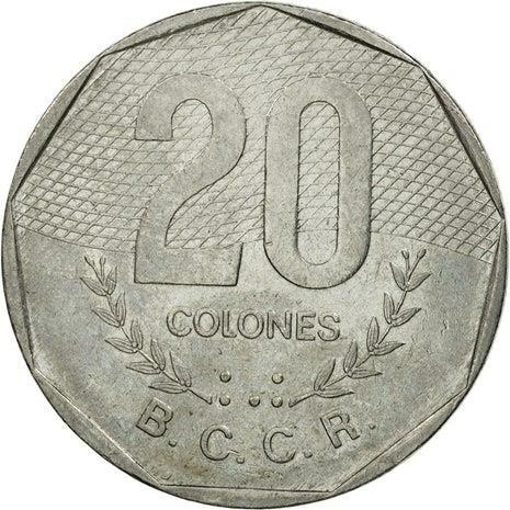 Moneta Costa Rica | 20 Coloni | Stelle | Volcno | Nave | Sole | 1983 - Foto 3 di 4