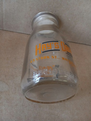 Vintage orange bemalte Hay's Dairy halbes Pint Milchflasche Waterloo, NY - Bild 3 von 9
