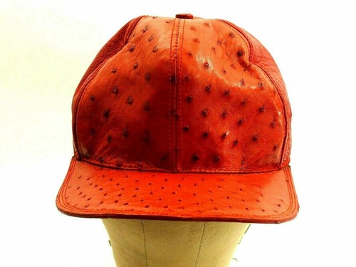 Red Ostrich Leather Baseball Cap | eBay