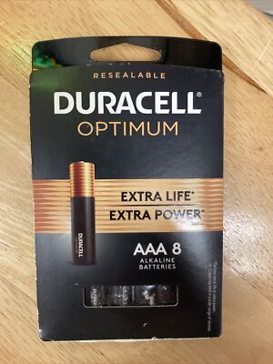New- Duracell Optimum AAA 8-Pack Batteries Resealable (L)