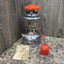 Vintage Lantern Unimet Lantern 1960’s White Gas Chrome Red Single Mantle