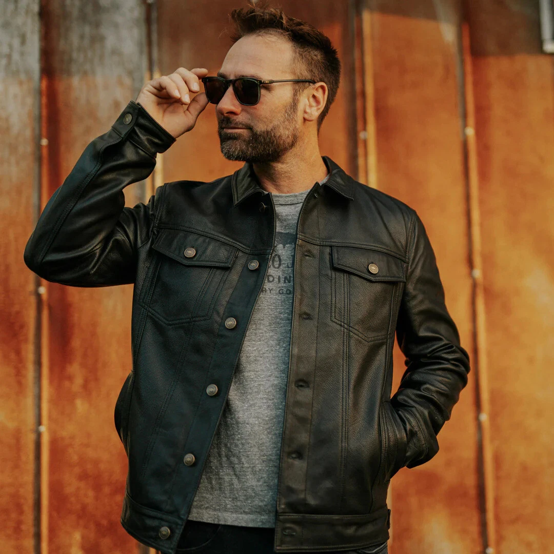 Driggs Leather Jacket , 100% genuine Cowhide leather , Classic Trucker Jacket