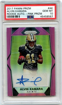 2017 Panini Prizm Alvin Kamara Pink Auto Prizm PSA 10 POP 12 New