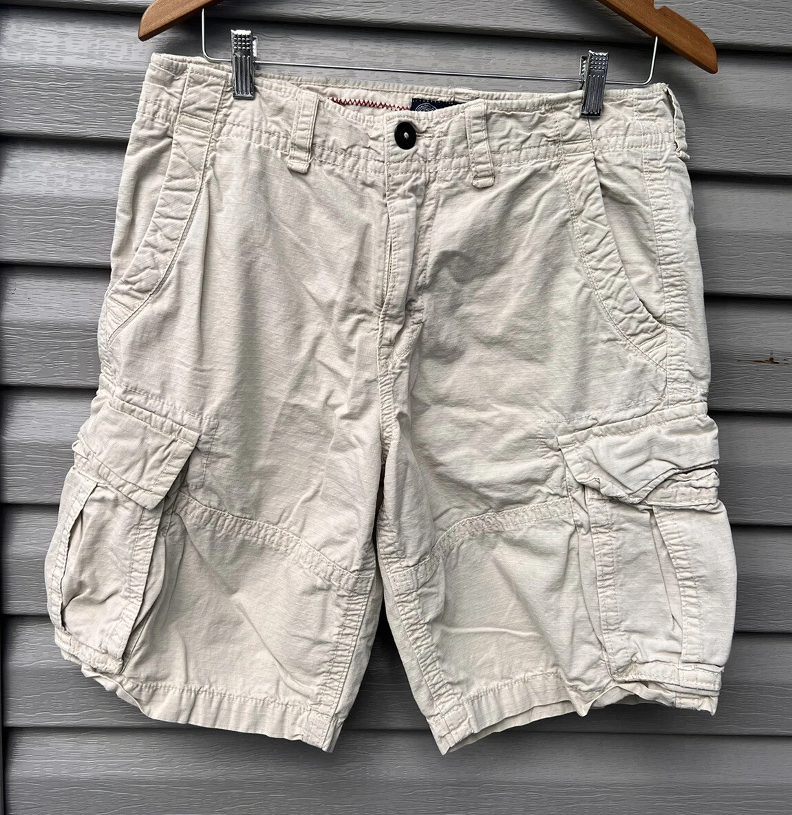 American Eagle Classic Beige Khaki Cargo Shorts sz 32 Rip stop eBay