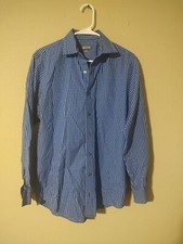 Kenneth Cole Dress Shirt Mens Medium Blue Slim Fit Button Up Reaction Casual