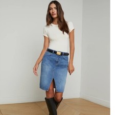 Paper denim & cloth new retro Jean skirt front slit 27 Made in USA